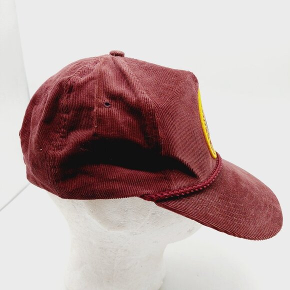 Algoma Central Railway Corduroy Red Hat SnapBack Hat Cap Rope Vintage - Picture 4 of 7